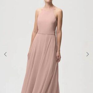 Jenny Yoo Blush Light Pink Luca Bridesmaid High Neck Maxi Dress Gown Size 8